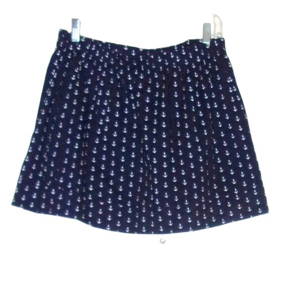 J. Crew Nautical Skirt Anchor Pattern Sz. L Navy Blue White Short - Picture 1 of 5